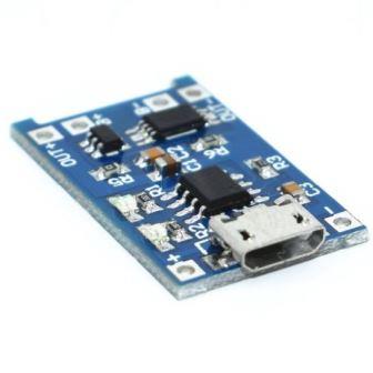 Плата заряда на 1 литиевый акб с защитой, micro usb